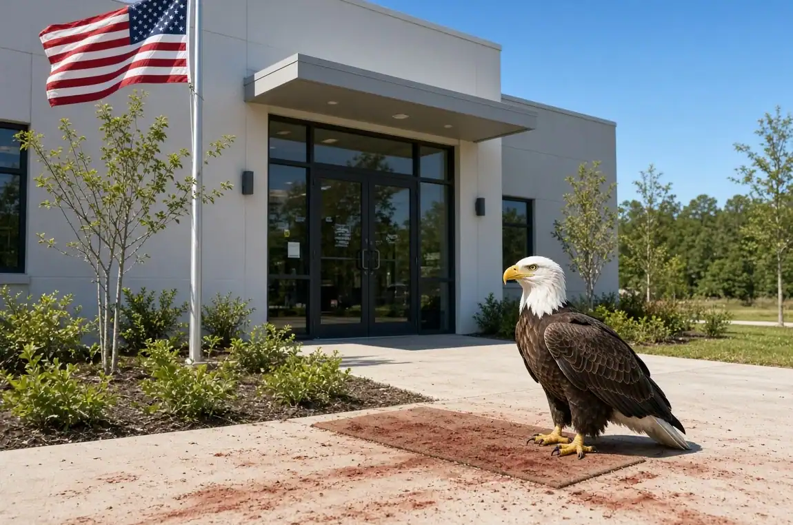 Commercial cleaning in Groveland, Florida — red clay at the entrance
